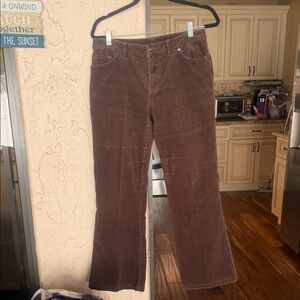 Petite Sophisticate Brown Corduroy Flare Pants